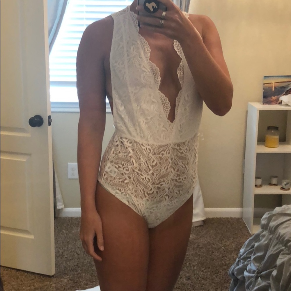 White lace bodysuit
